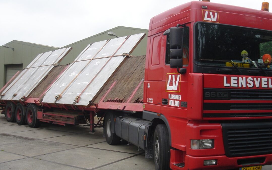 Explosion clad plates loaded on a truck for delivery