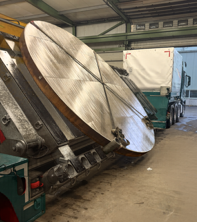 Clad Plates manufactured with Vacuum Explosion Bonding at Shockwave, ready to be shipped on the truck